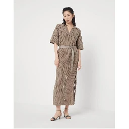 Brown Cotton Casual Dress