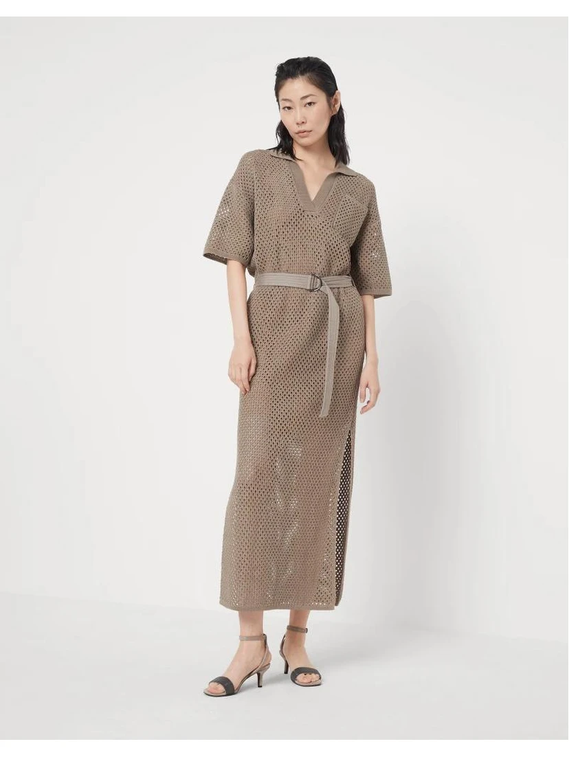 Brown Cotton Casual Dress