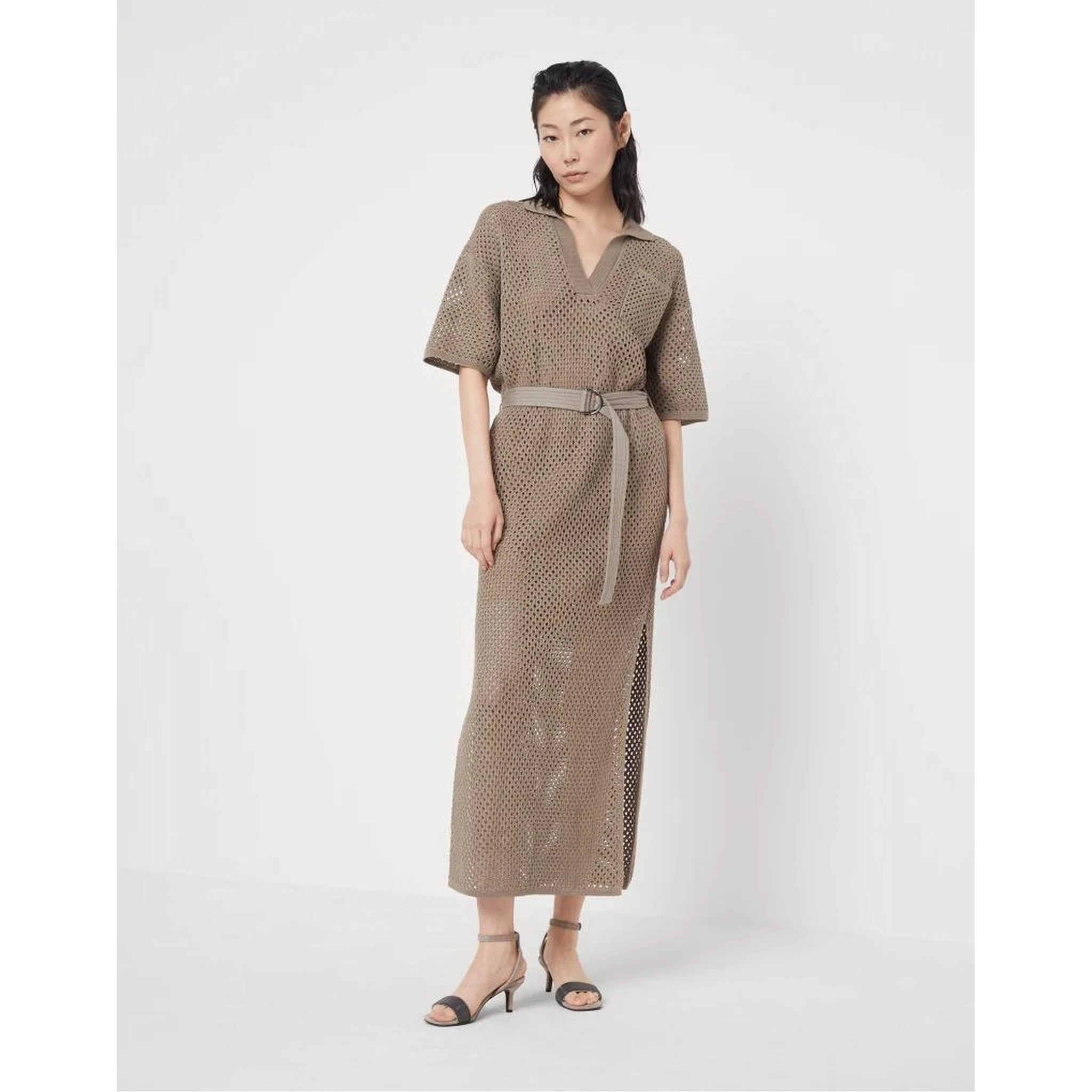Brown Cotton Casual Dress