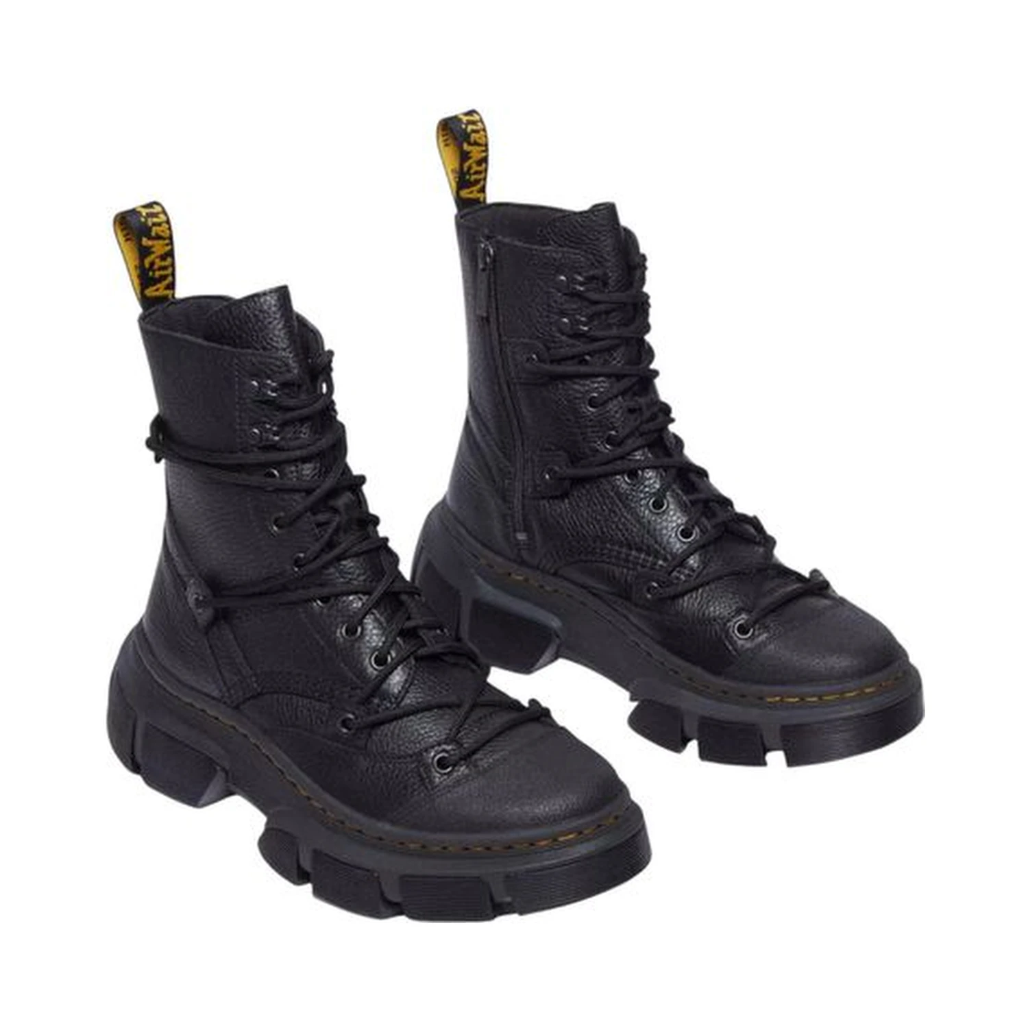 Black Leather Lace-Up Boots