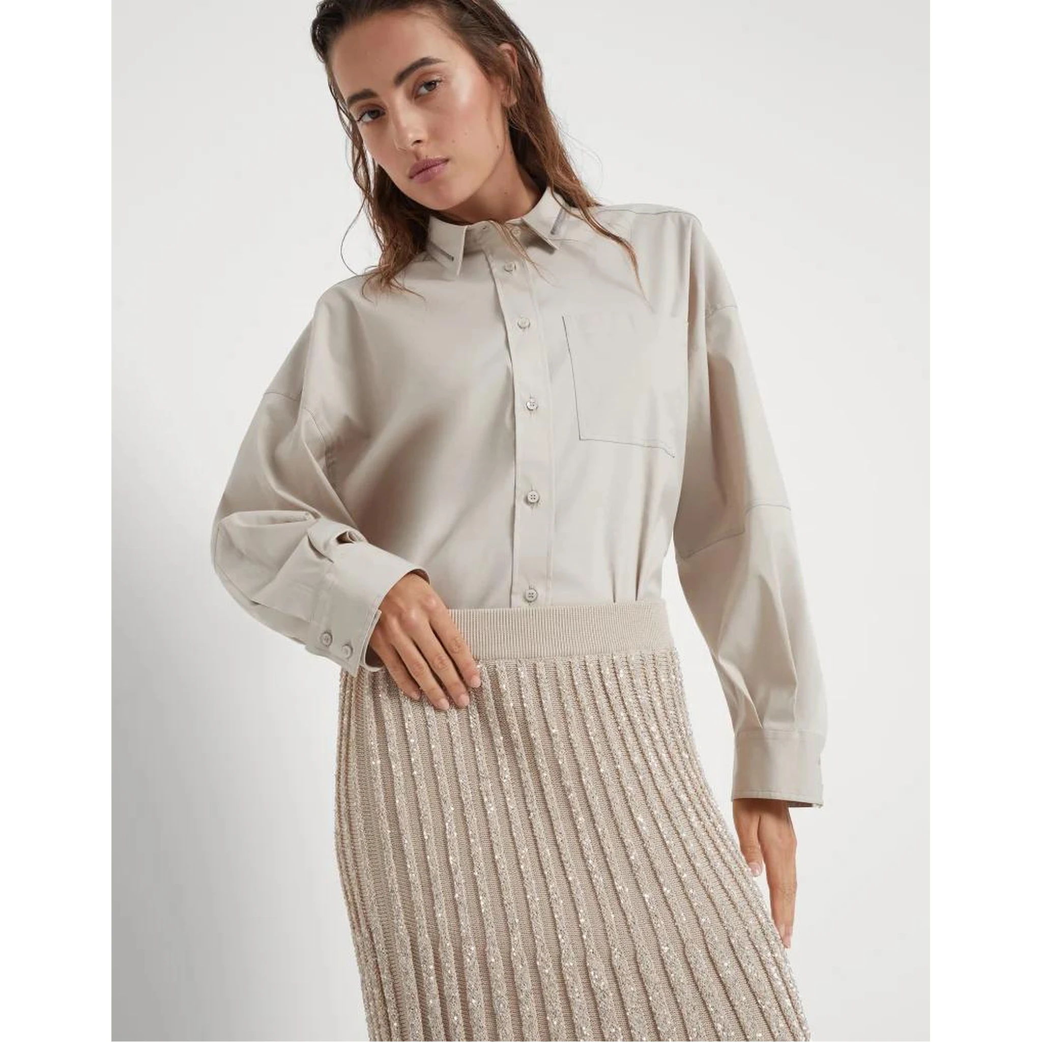 Bicolor Polyamide Long Skirt