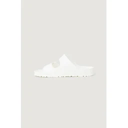 White Plastic Flat Sandals