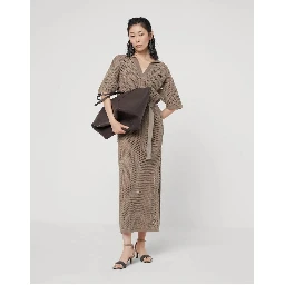 Brown Cotton Casual Dress