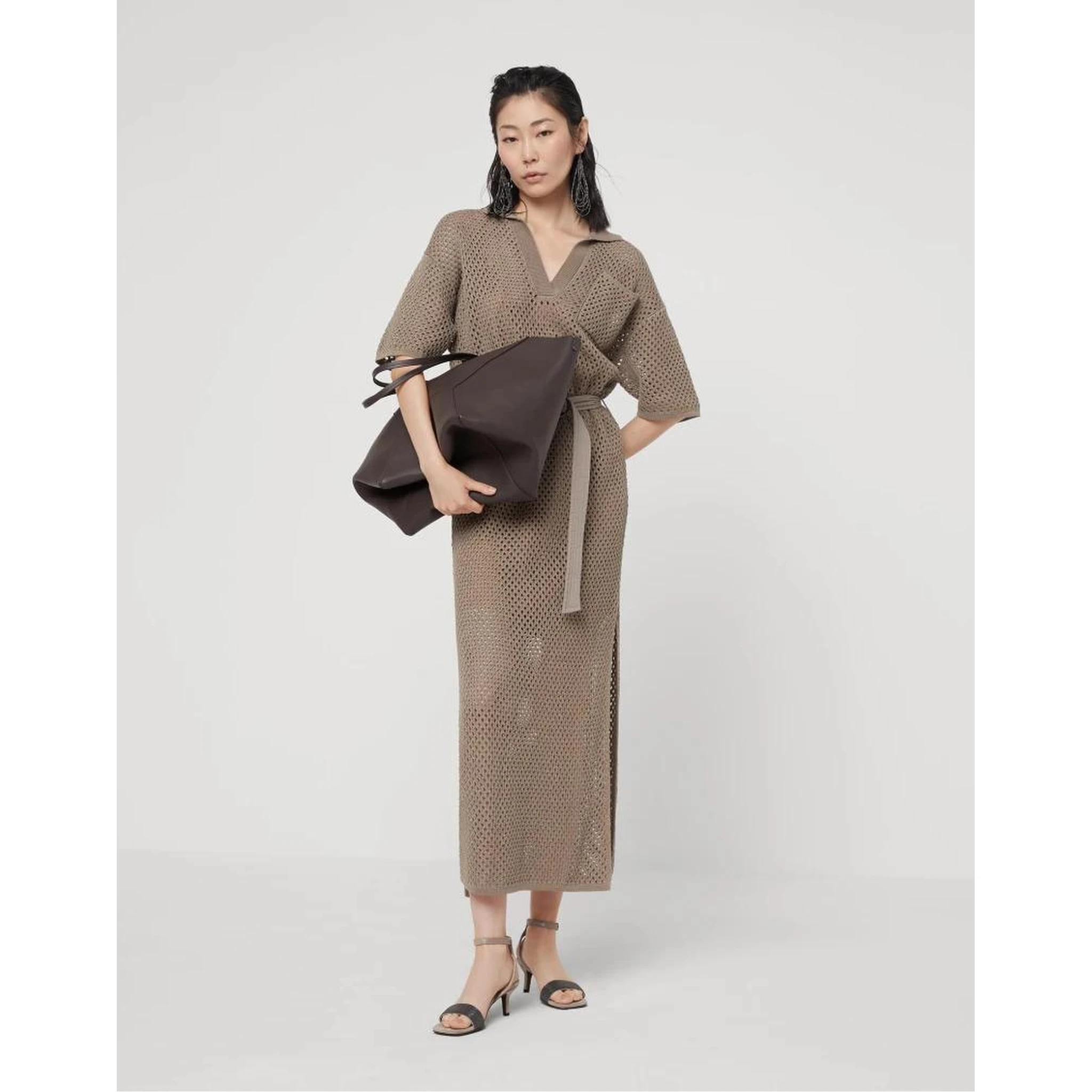 Brown Cotton Casual Dress