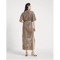 Brown Cotton Casual Dress