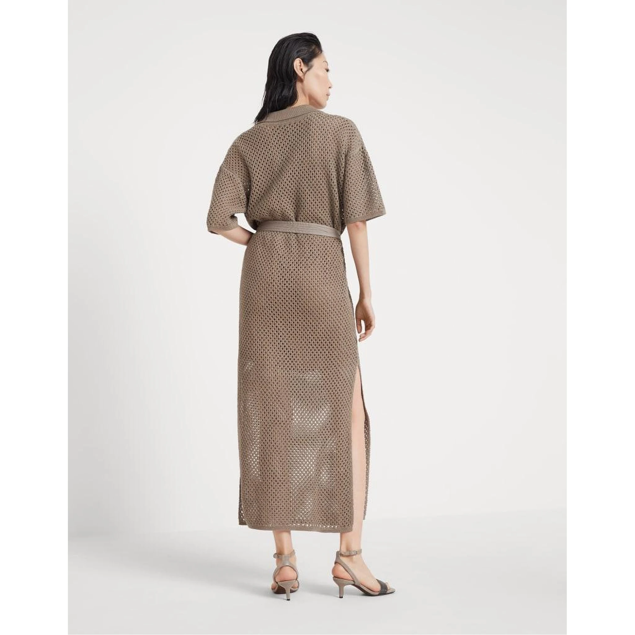 Brown Cotton Casual Dress