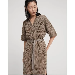 Brown Cotton Casual Dress