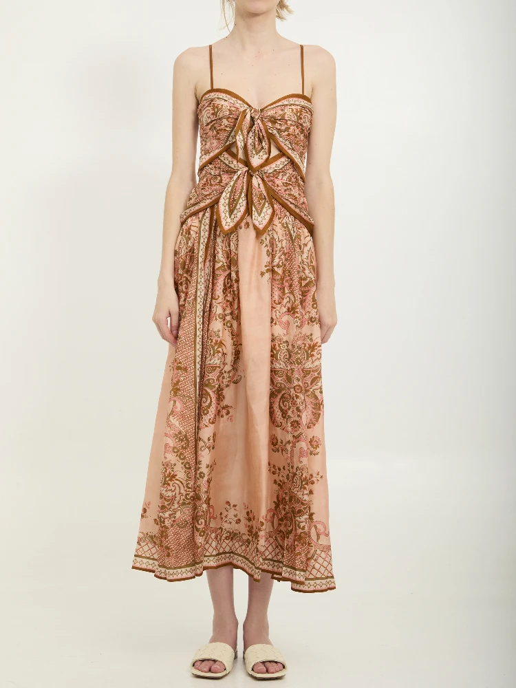 Aster scarf print midi dress