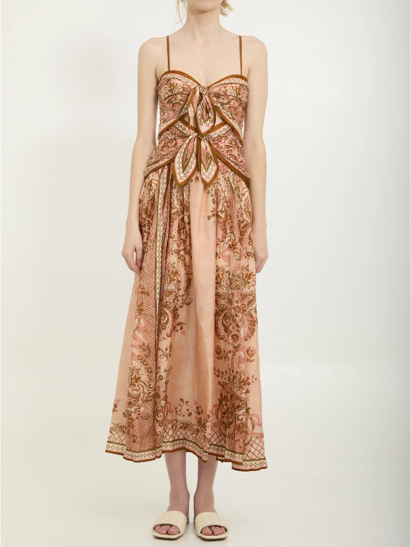 Aster scarf print midi dress