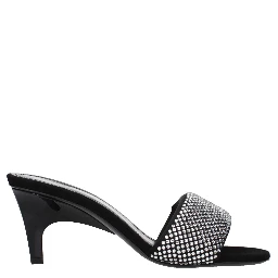 Black Fabric Stiletto Heel Sandals