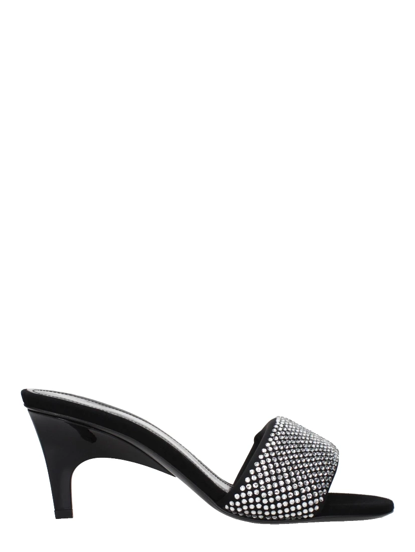 Black Fabric Stiletto Heel Sandals