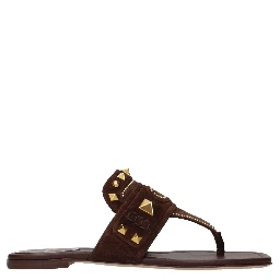 Brown Leather Flip-Flop Sandals