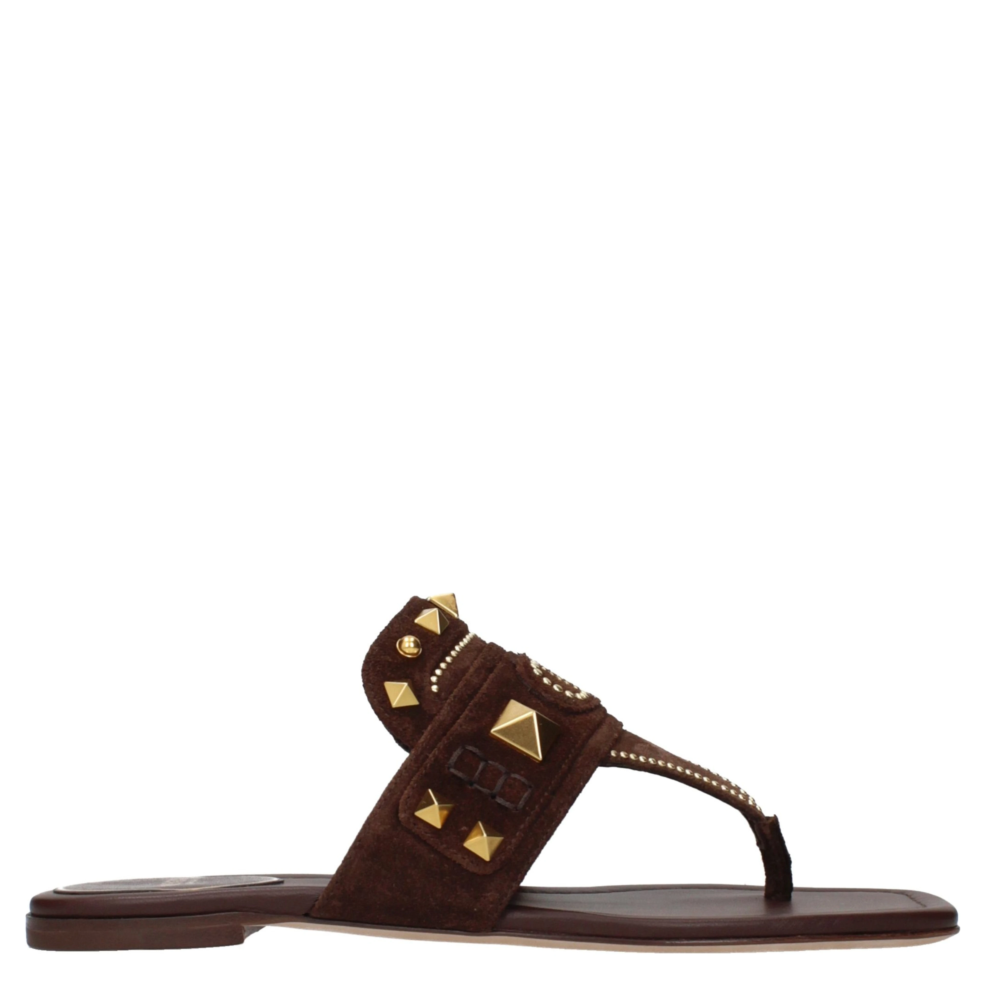 Brown Leather Flip-Flop Sandals