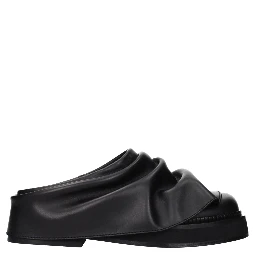 Black Leather Slippers