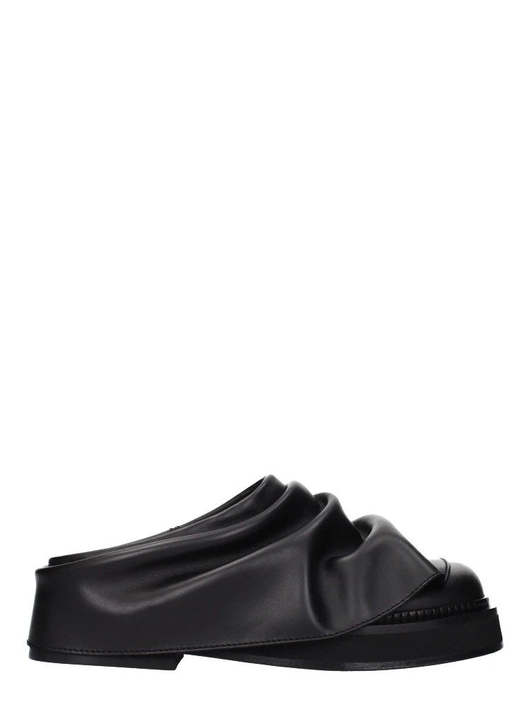 Black Leather Slippers