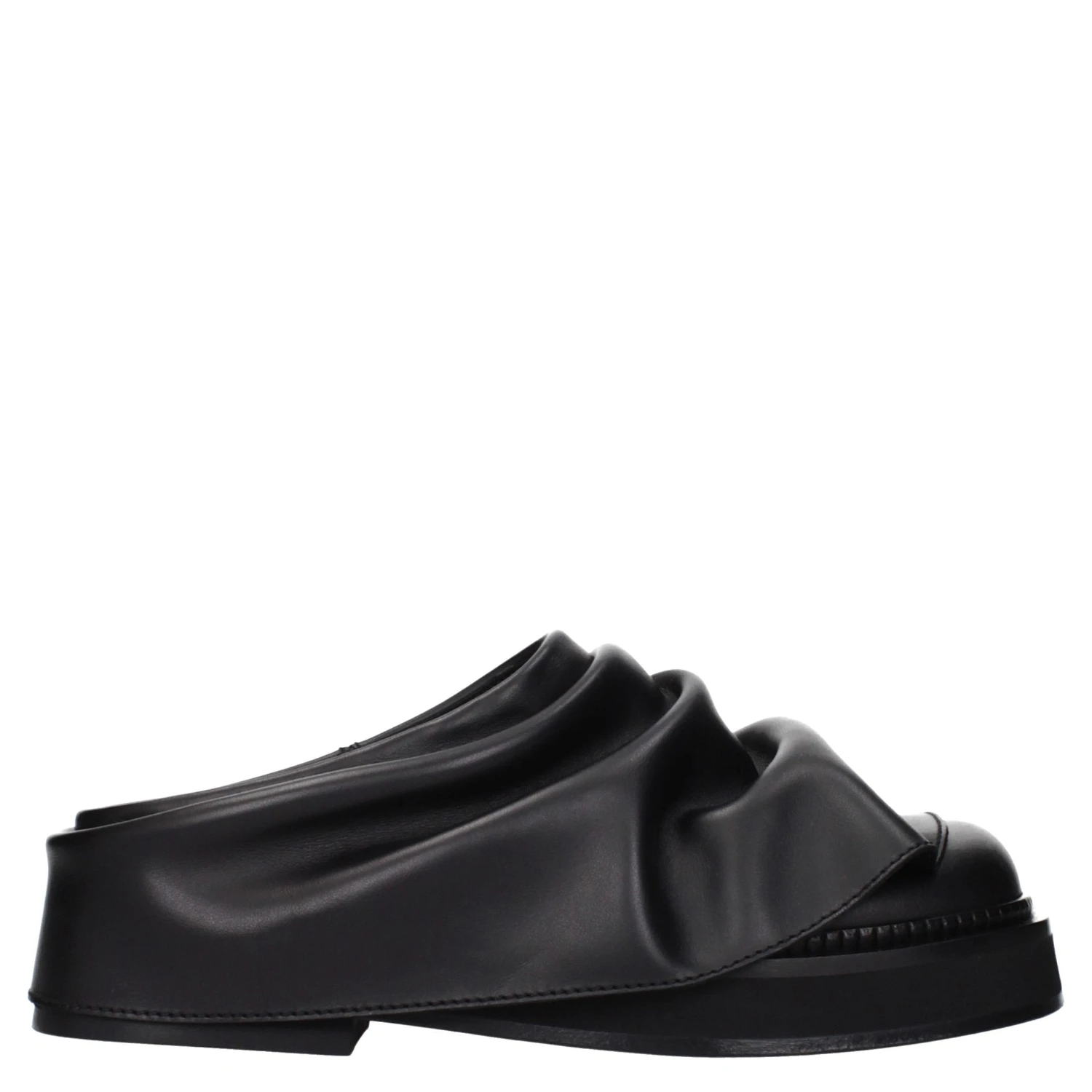 Black Leather Slippers