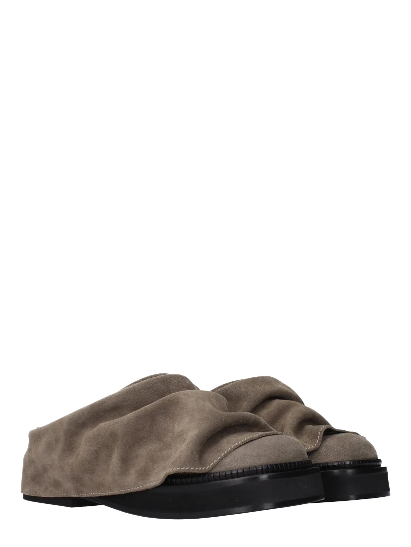Gray Leather Slippers