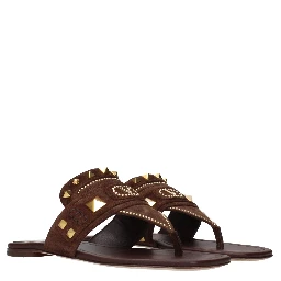 Brown Leather Flip-Flop Sandals