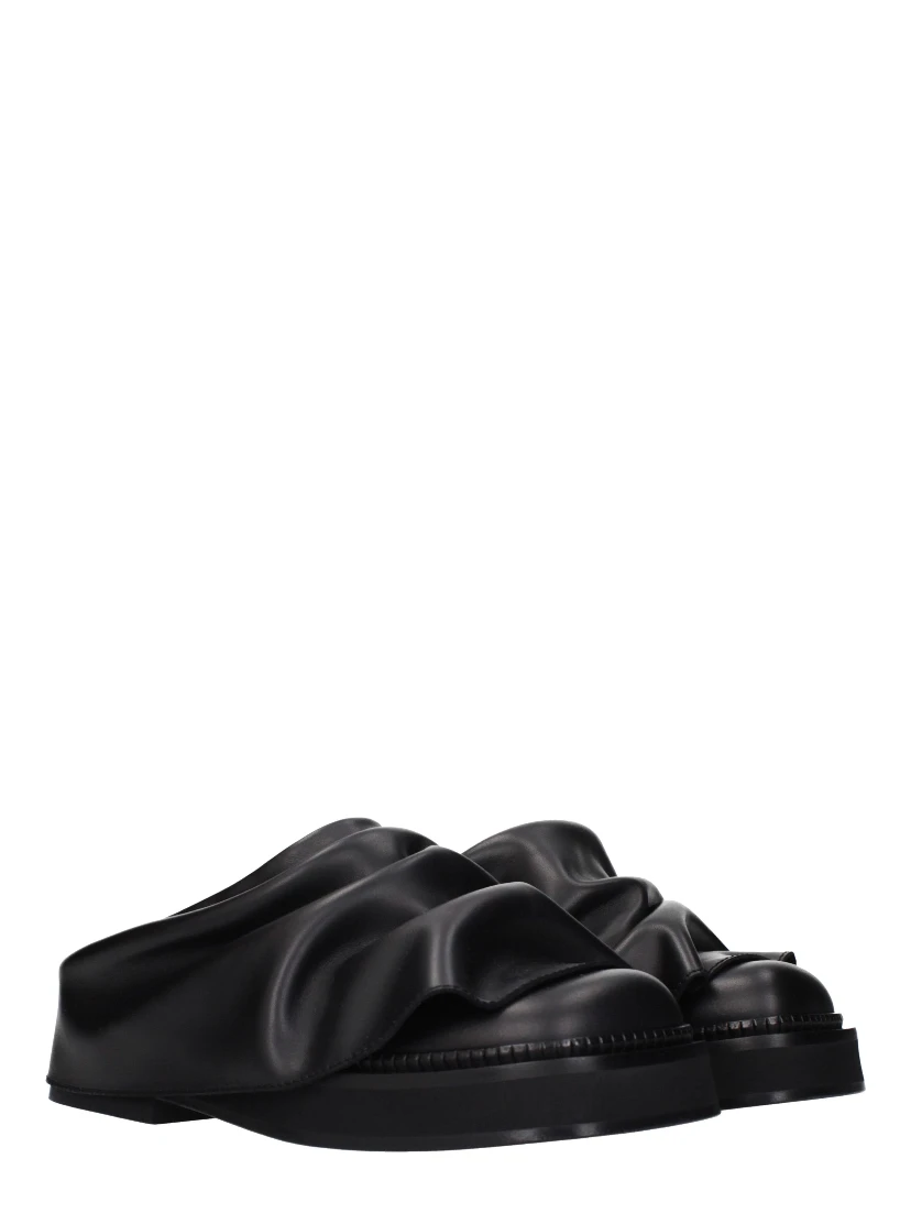 Black Leather Slippers