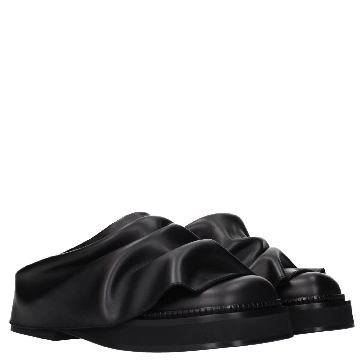 Black Leather Slippers