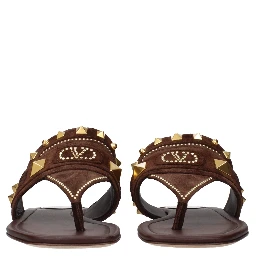 Brown Leather Flip-Flop Sandals