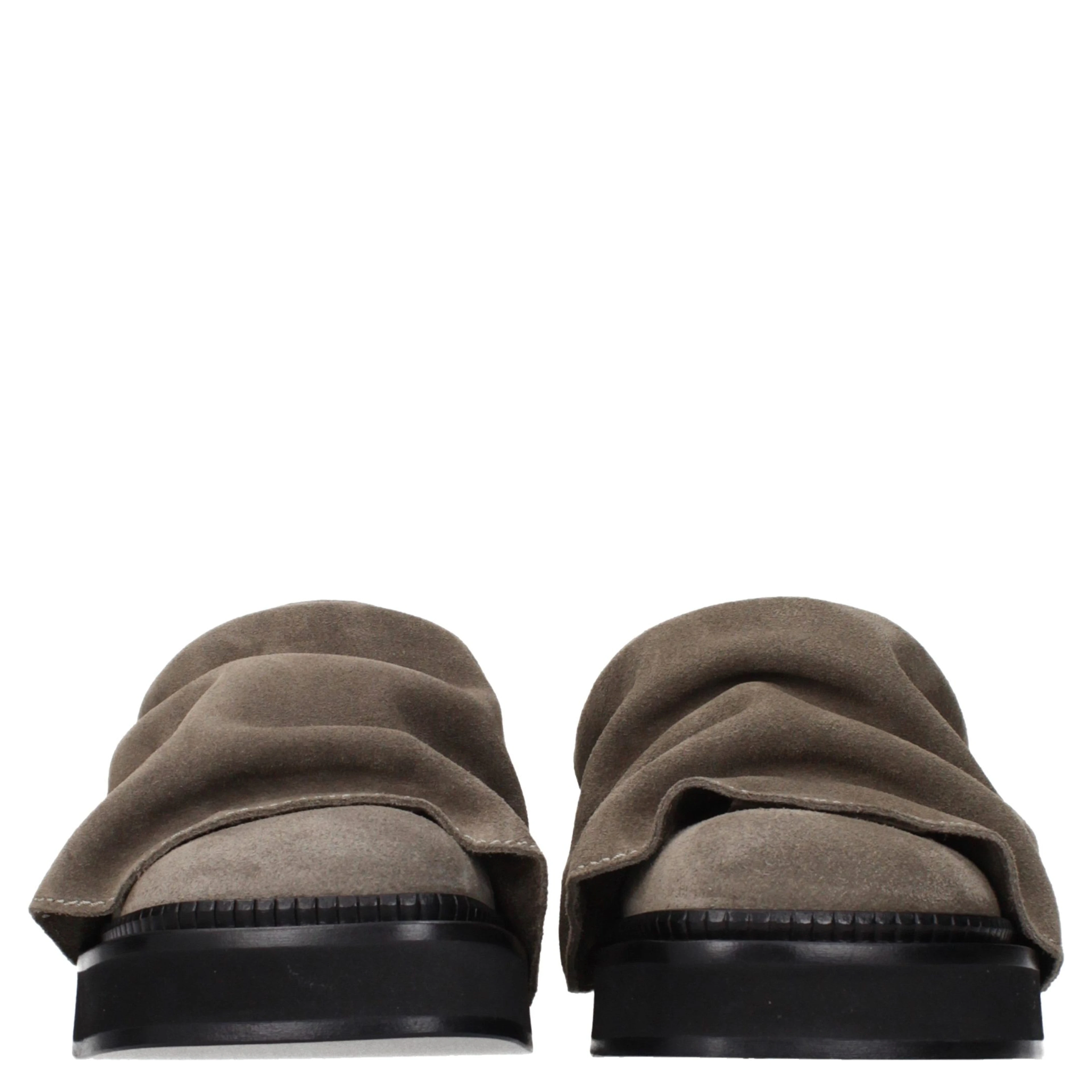 Gray Leather Slippers