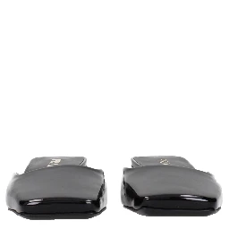 Black Leather Flat Sandals