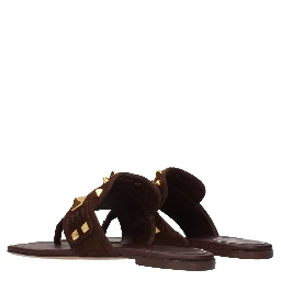 Brown Leather Flip-Flop Sandals