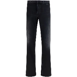 Black Cotton Flared Jeans