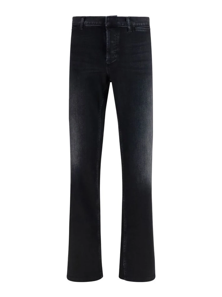 Black Cotton Flared Jeans