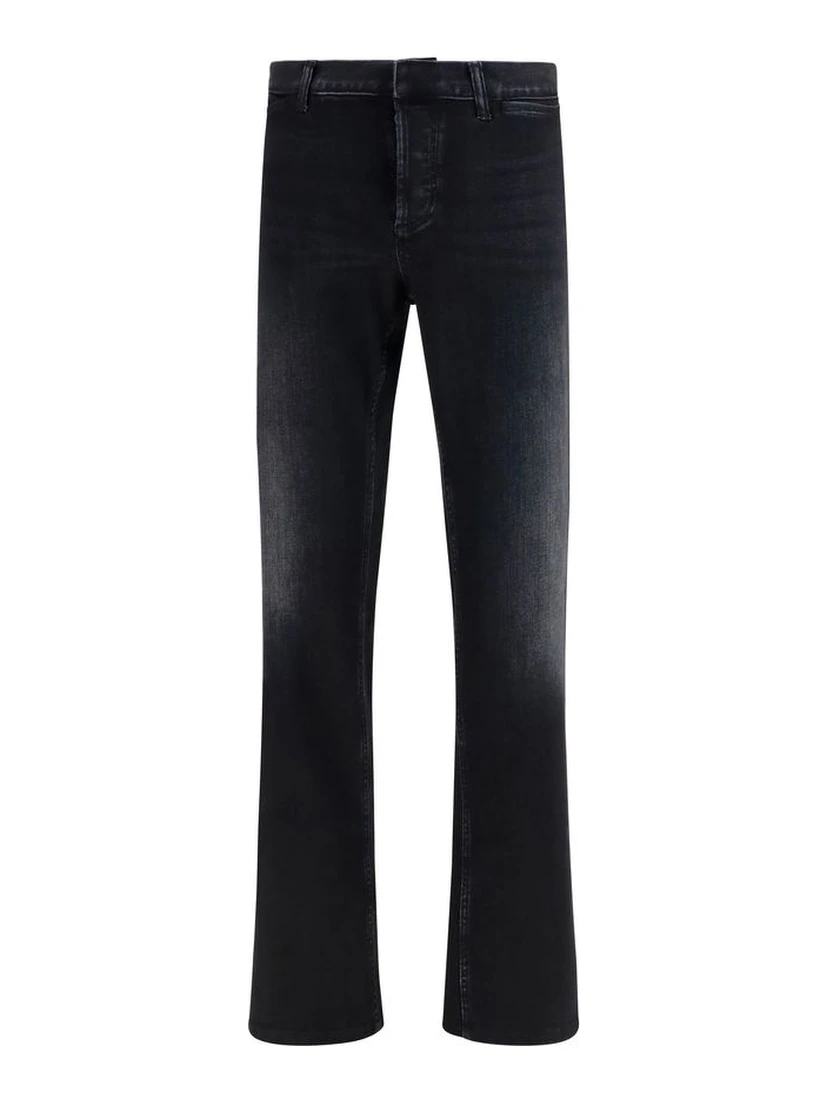 Black Cotton Flared Jeans