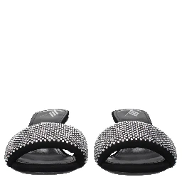 Black Fabric Stiletto Heel Sandals