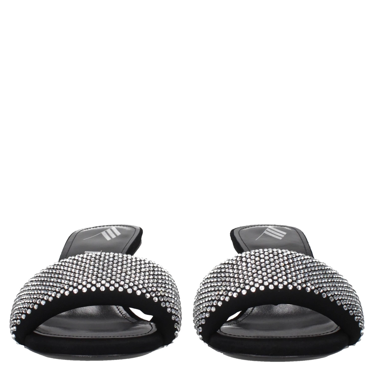 Black Fabric Stiletto Heel Sandals