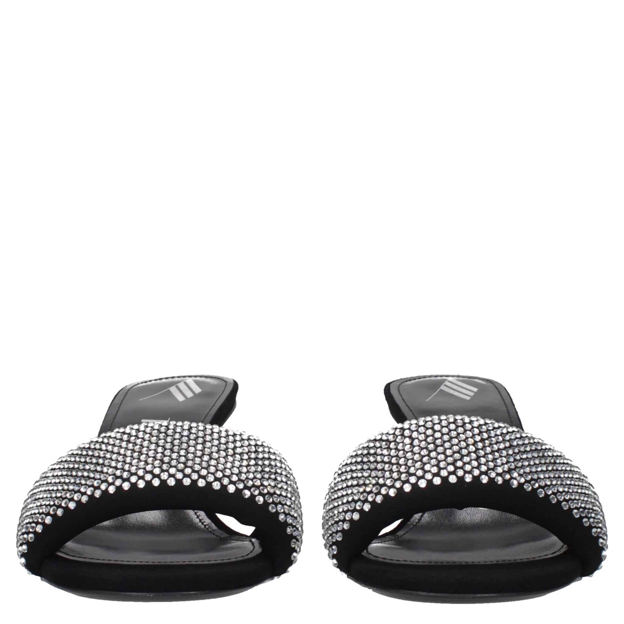 Black Fabric Stiletto Heel Sandals