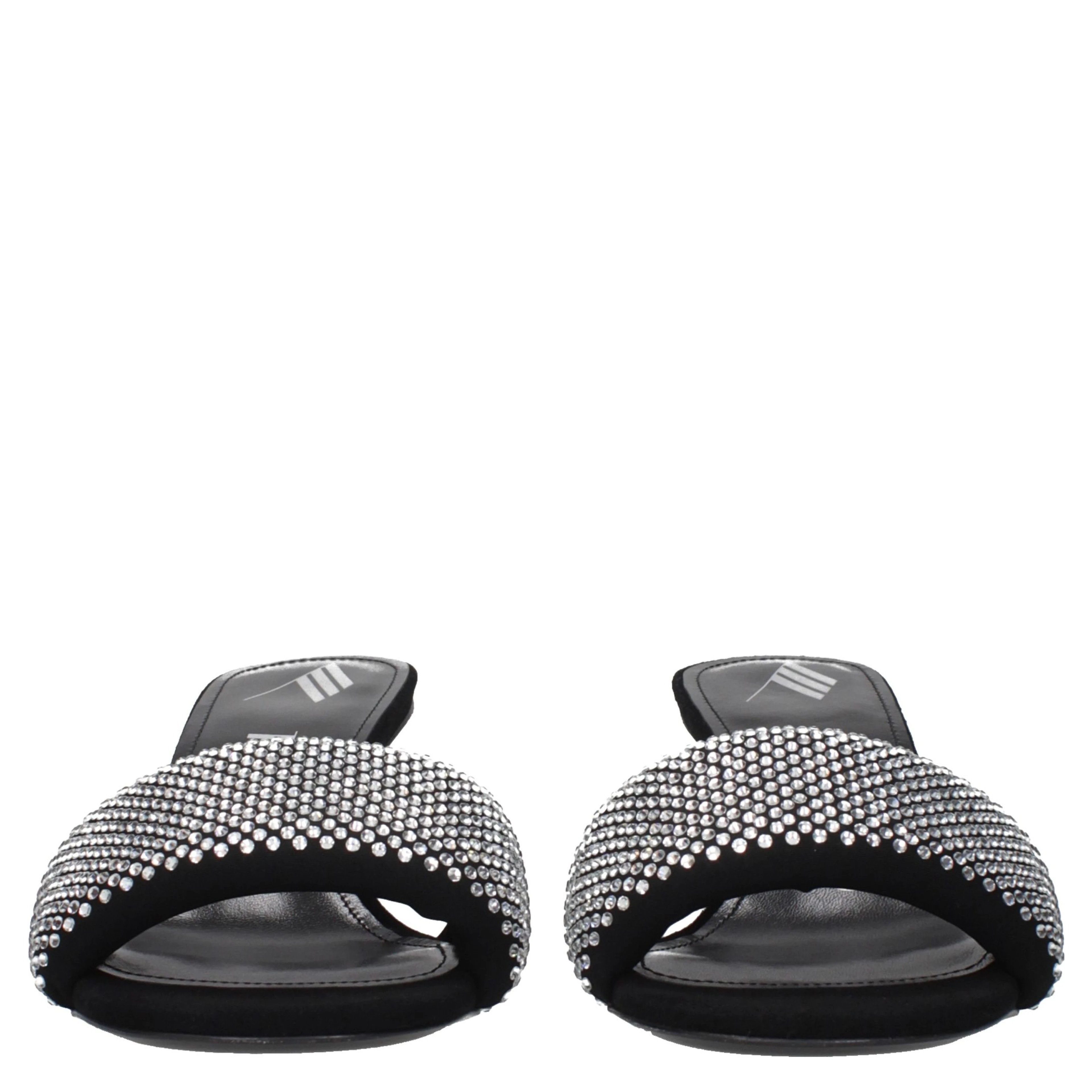 Black Fabric Stiletto Heel Sandals