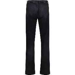 Black Cotton Flared Jeans