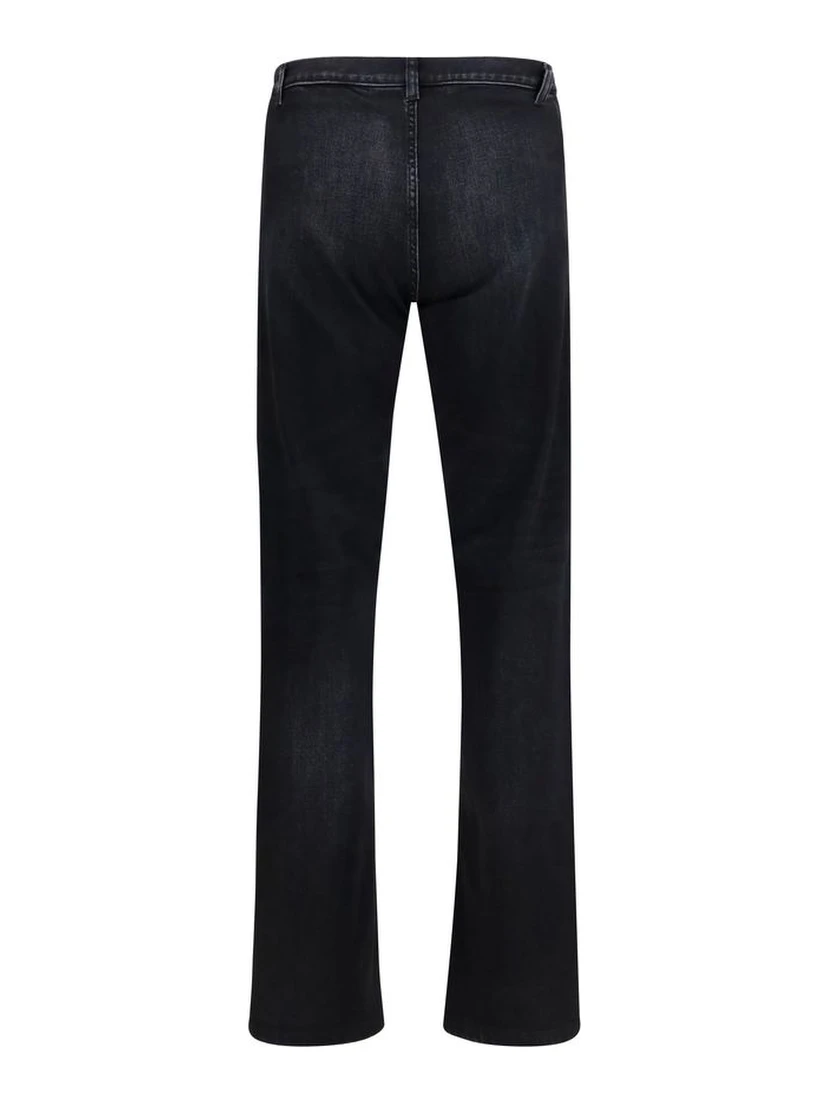 Black Cotton Flared Jeans