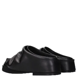 Black Leather Slippers