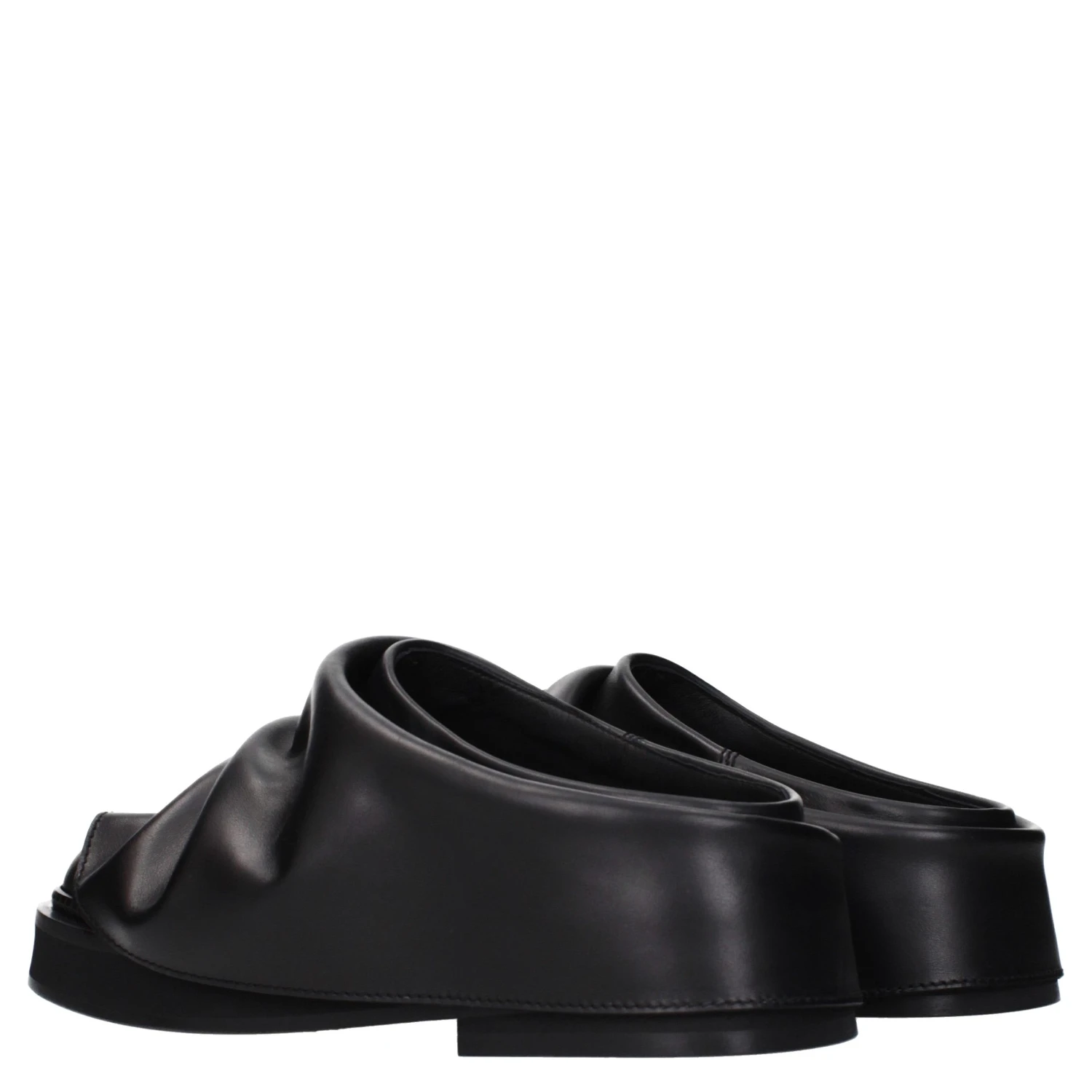 Black Leather Slippers