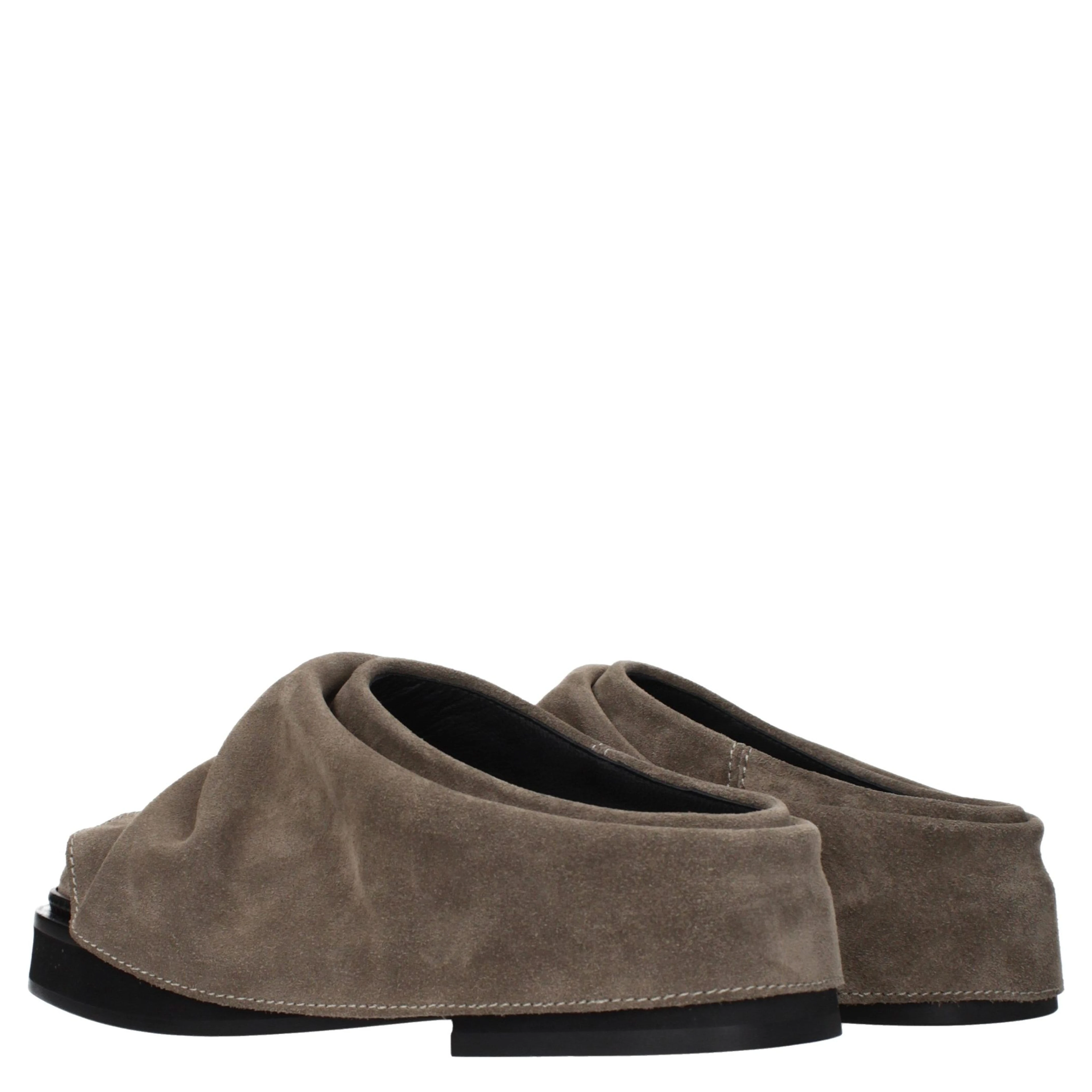 Gray Leather Slippers