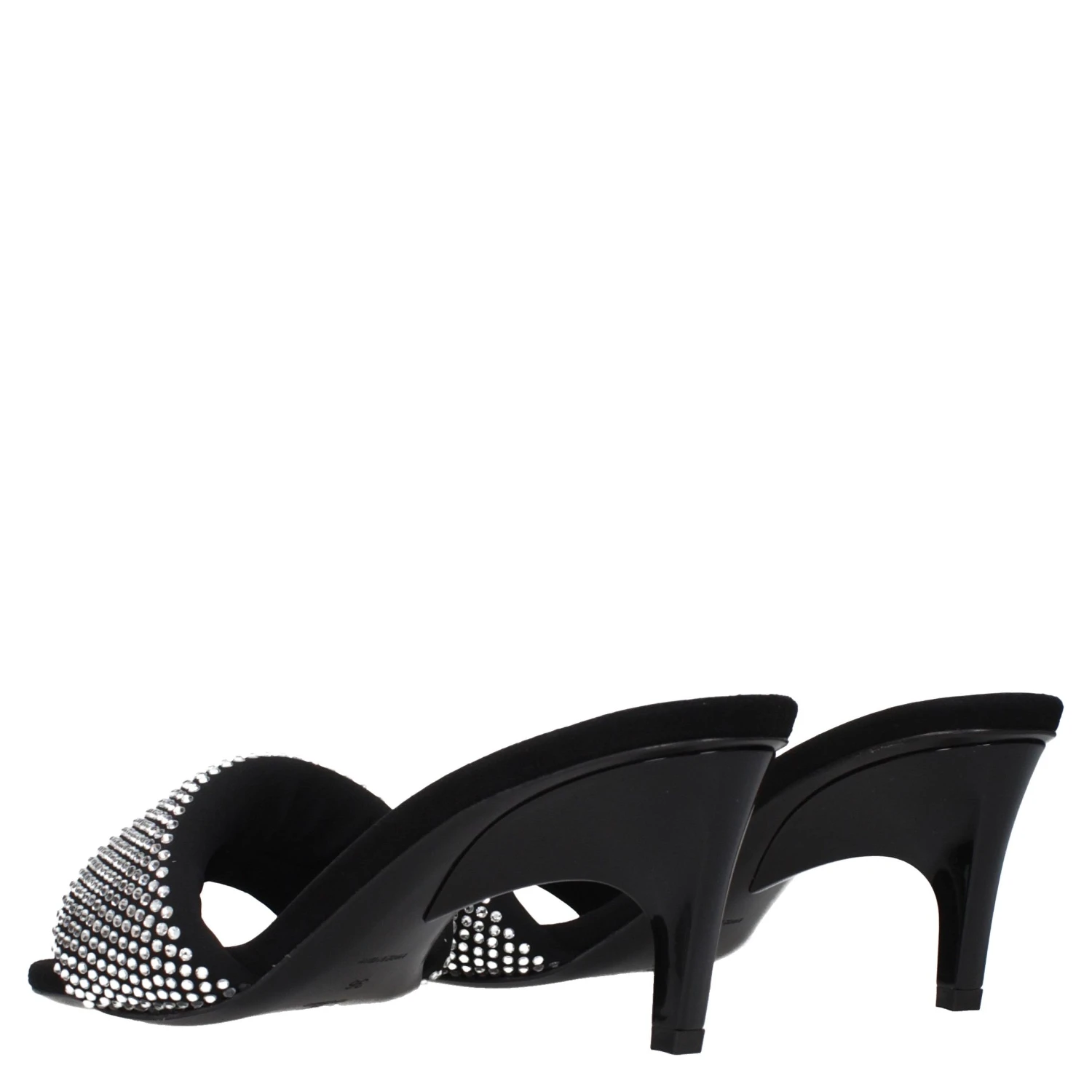 Black Fabric Stiletto Heel Sandals