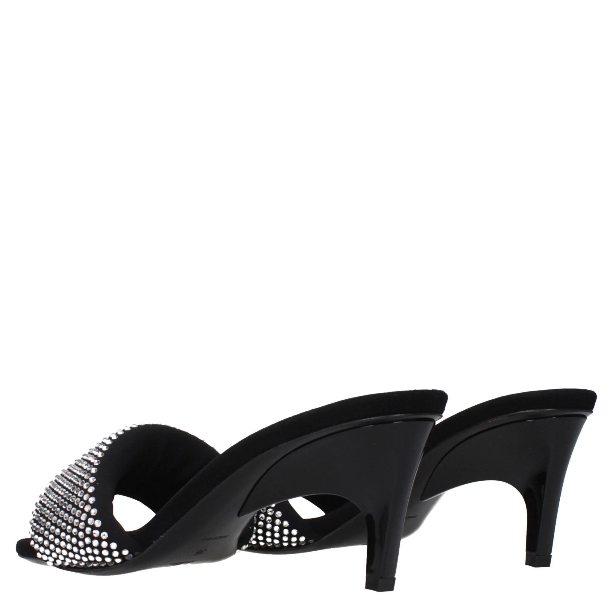 Black Fabric Stiletto Heel Sandals