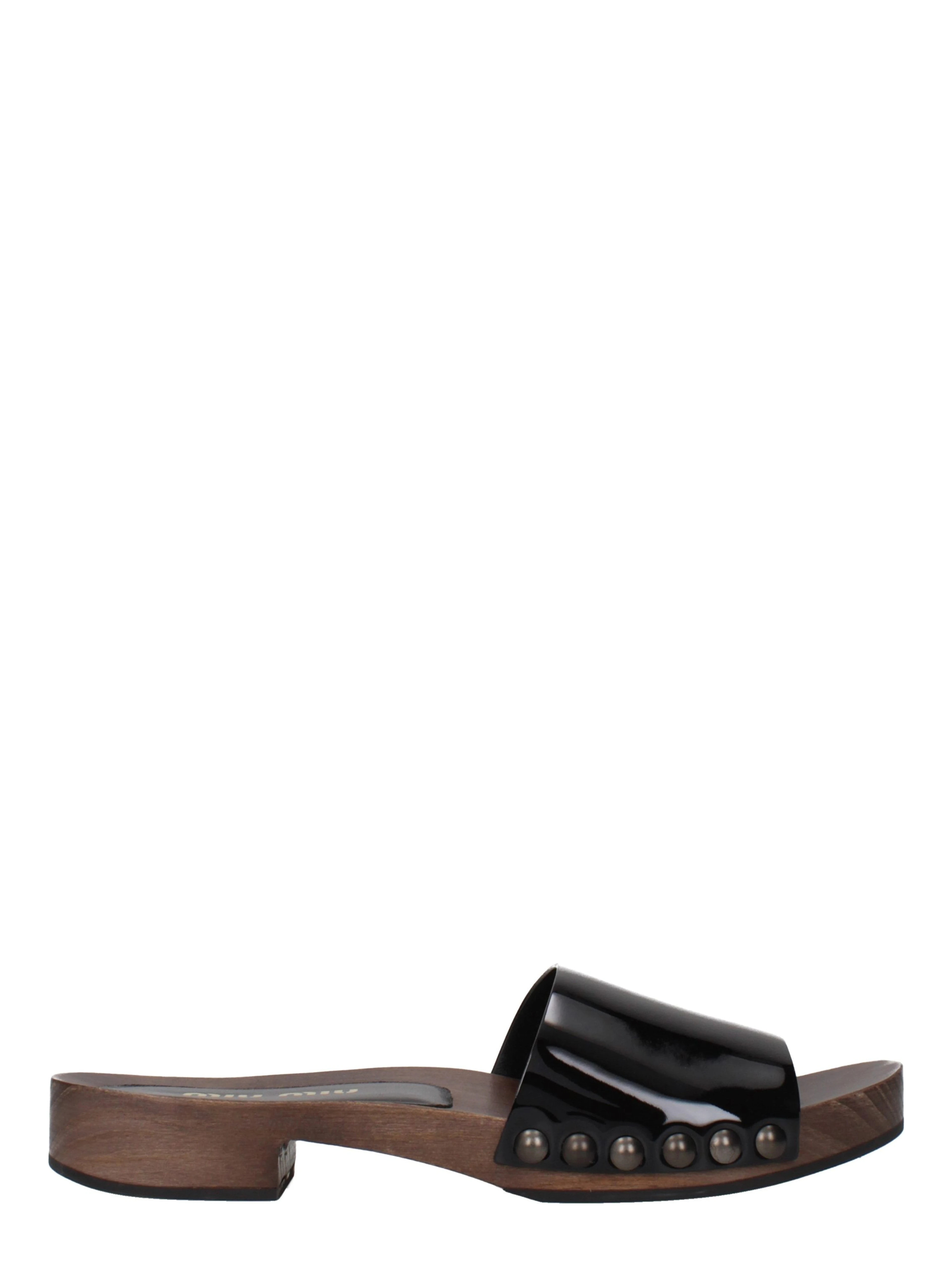 Black Leather Slippers
