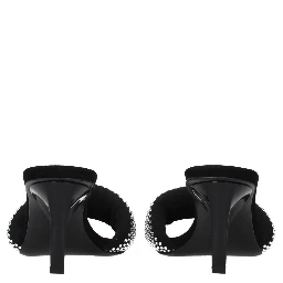 Black Fabric Stiletto Heel Sandals
