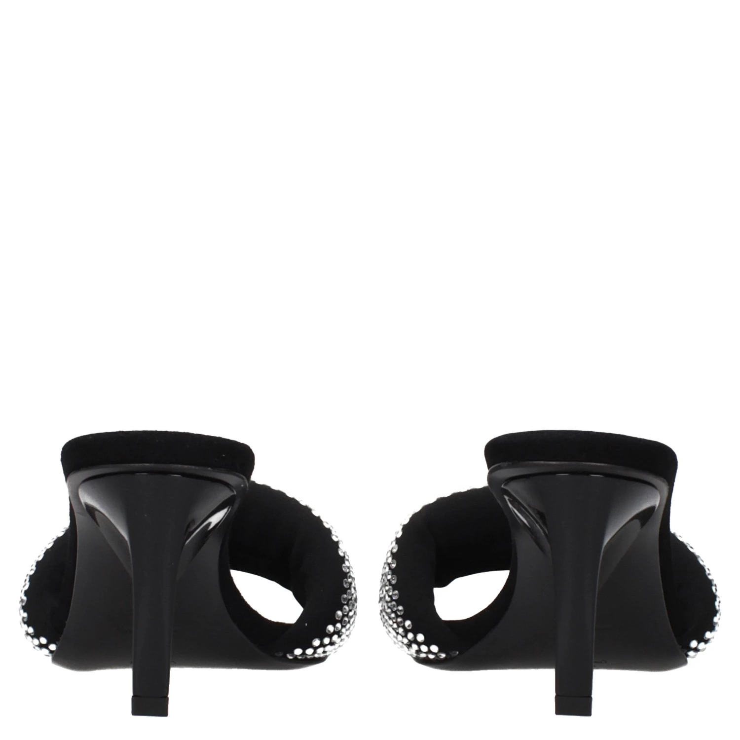 Black Fabric Stiletto Heel Sandals