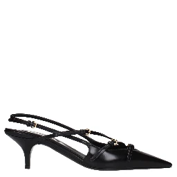 Black Leather High Heel Pumps