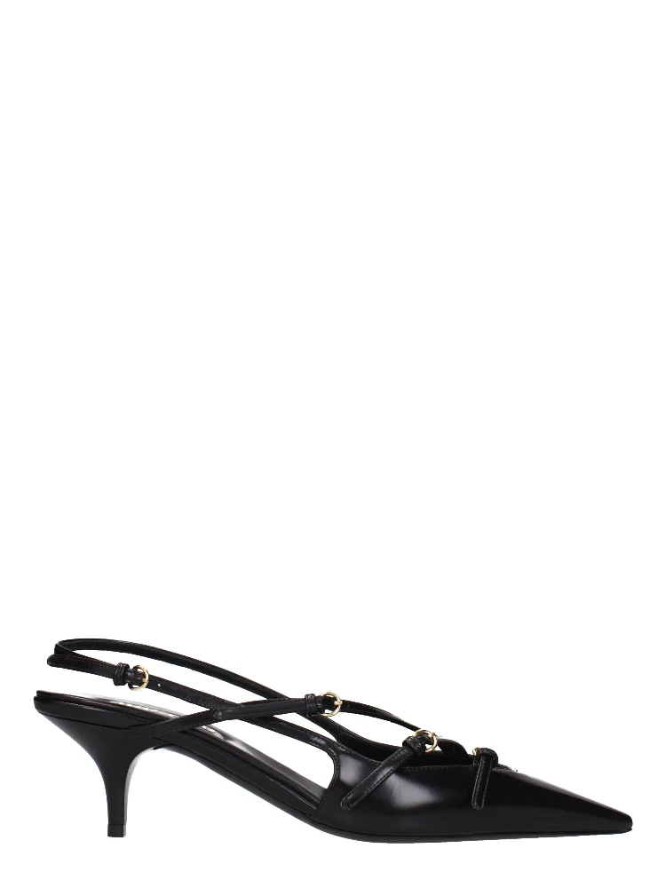 Black Leather High Heel Pumps