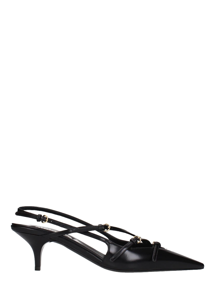 Black Leather High Heel Pumps