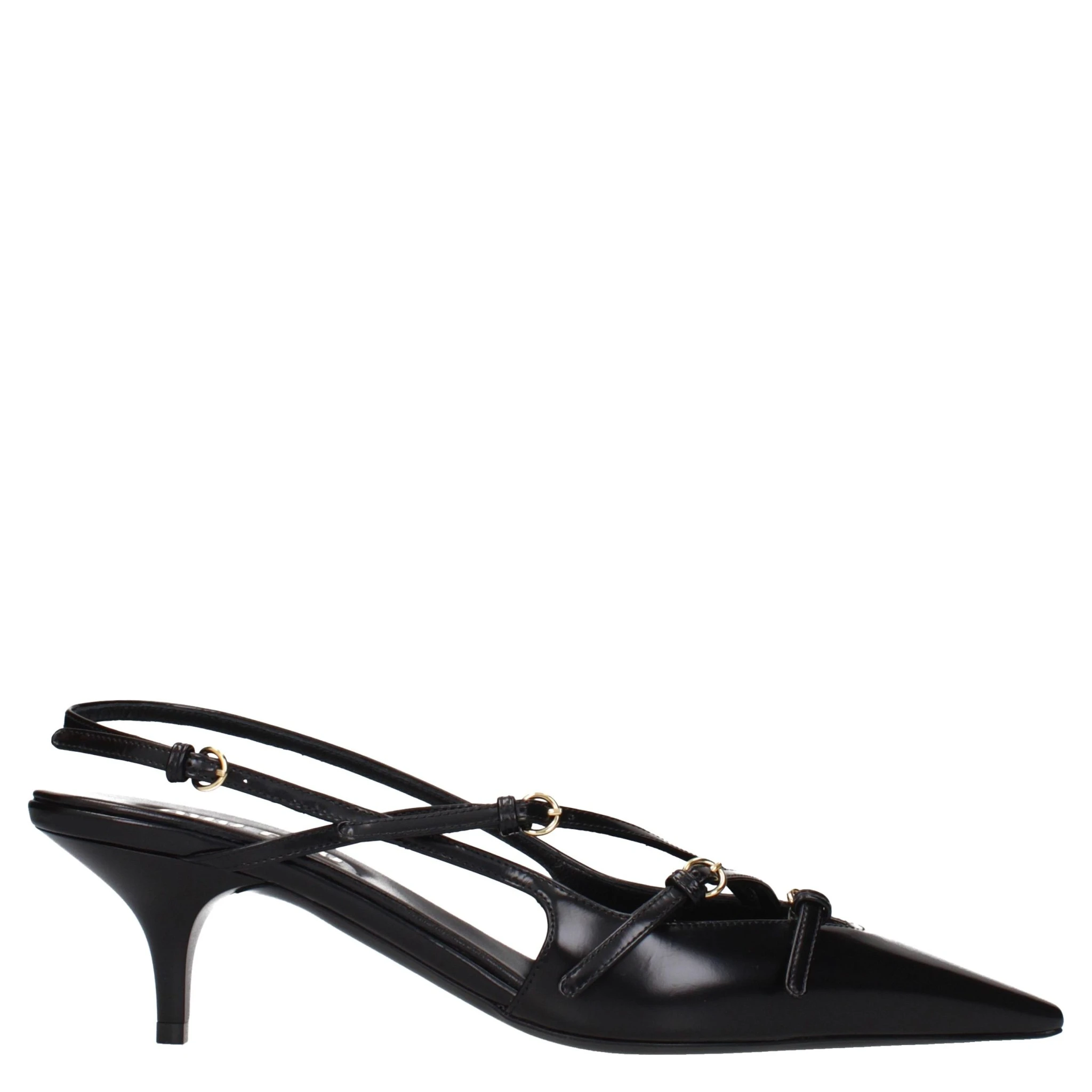 Black Leather High Heel Pumps