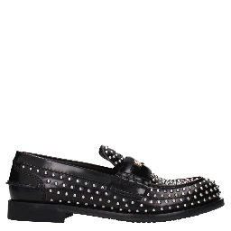 Black Leather Slip-On Loafers